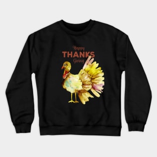 happy thanksgiving  watercolor turkey Crewneck Sweatshirt